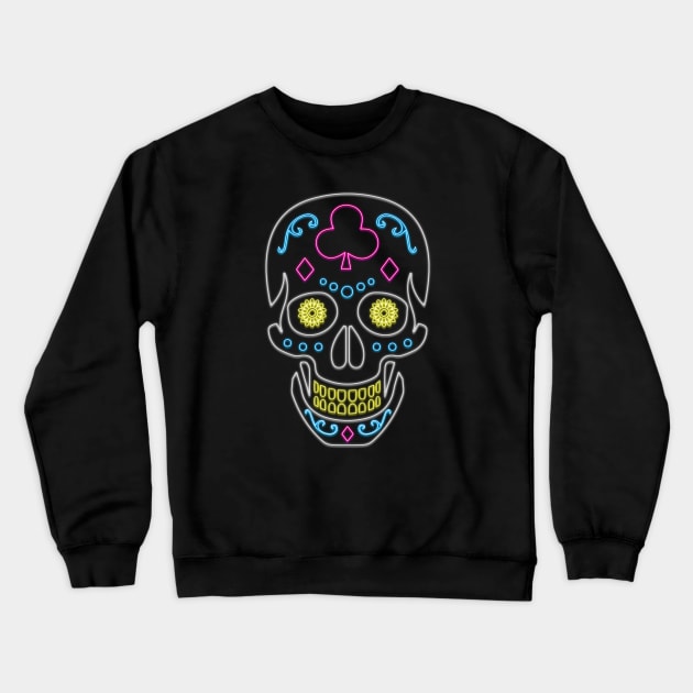 Neon Skull Dio De Los Muertos Crewneck Sweatshirt by superdupertees